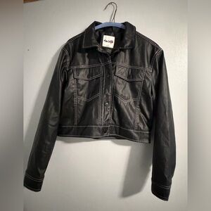 Sleek Black Leather Jacket by Miss Shop